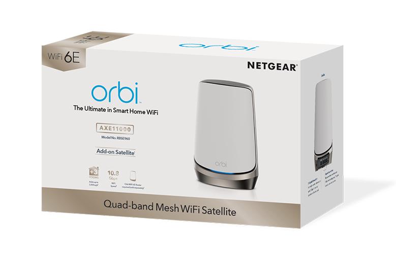 Orbi 960 系列四頻WiFi 6E Mesh附加衛星機， 白色版 (RBSE960)