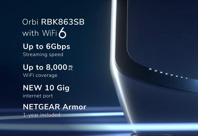 Orbi 860系列三頻WiFi 6 Mesh系統，黑色版，3件裝 (RBK863SB)