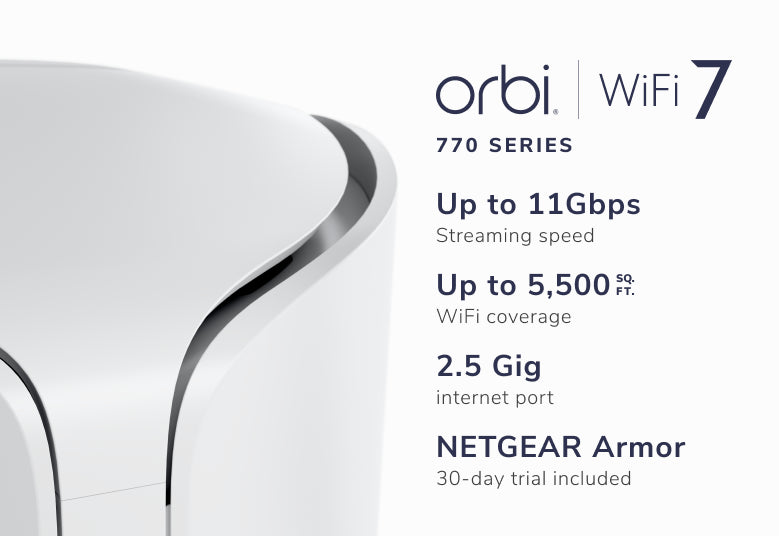 Orbi 770系列三頻WiFi 7 Mesh系統, 白色版，2件裝 (RBE772) 

