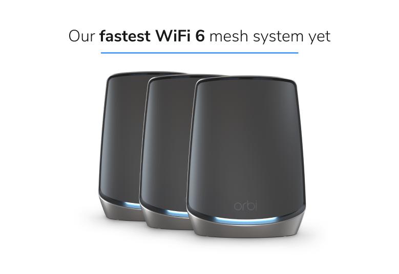Orbi 860系列三頻WiFi 6 Mesh系統，黑色版，3件裝 (RBK863SB)